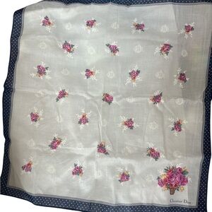 Dior Floral Scarf in White and Pink